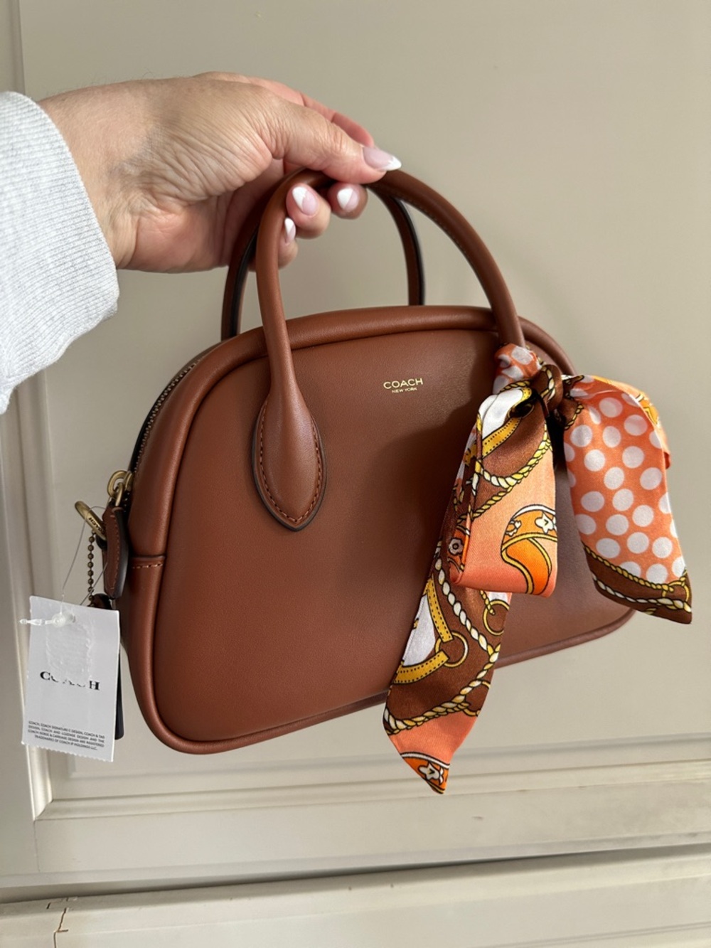 Coach Borough Bowling Bag in color Saddle with Gold Hardware - Picture 9 of 9